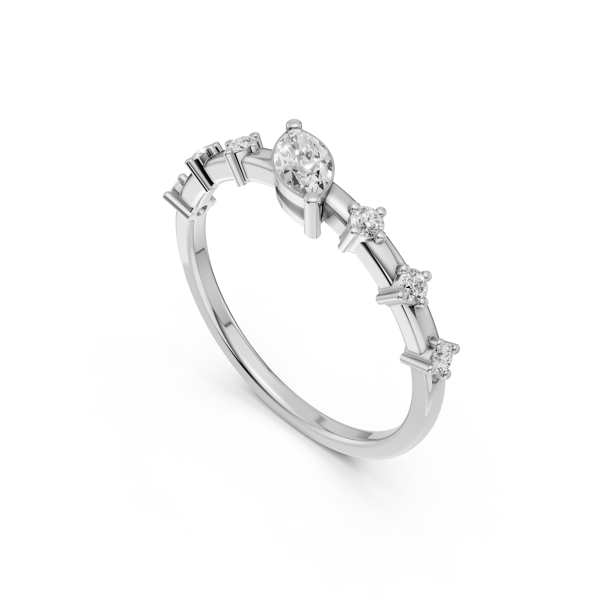 Elara Marquise Diamond Prong Set Engagement Ring in Gold