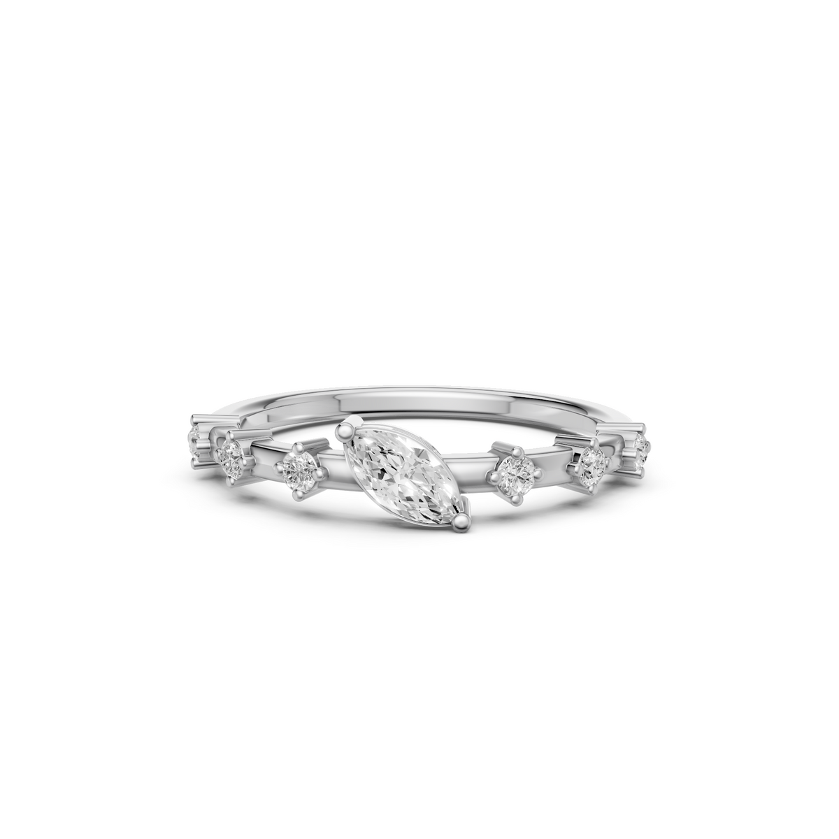 Elara Marquise Diamond Prong Set Engagement Ring in Gold