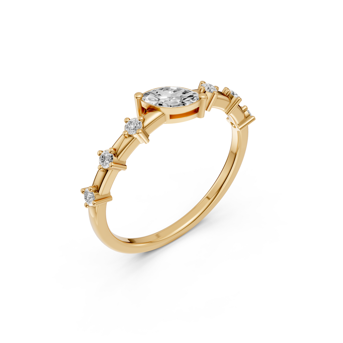 Elara Marquise Diamond Prong Set Engagement Ring in Gold