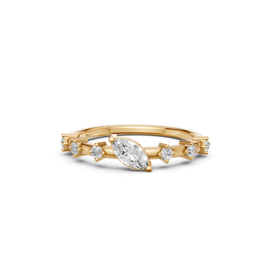 Elara Marquise Diamond Prong Set Engagement Ring in Gold