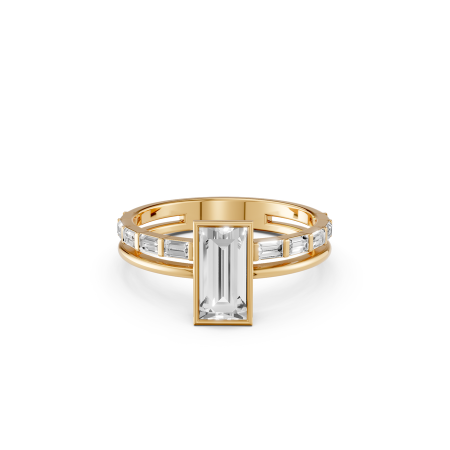 Baguette Cut Diamond Engagement Ring in Gold
