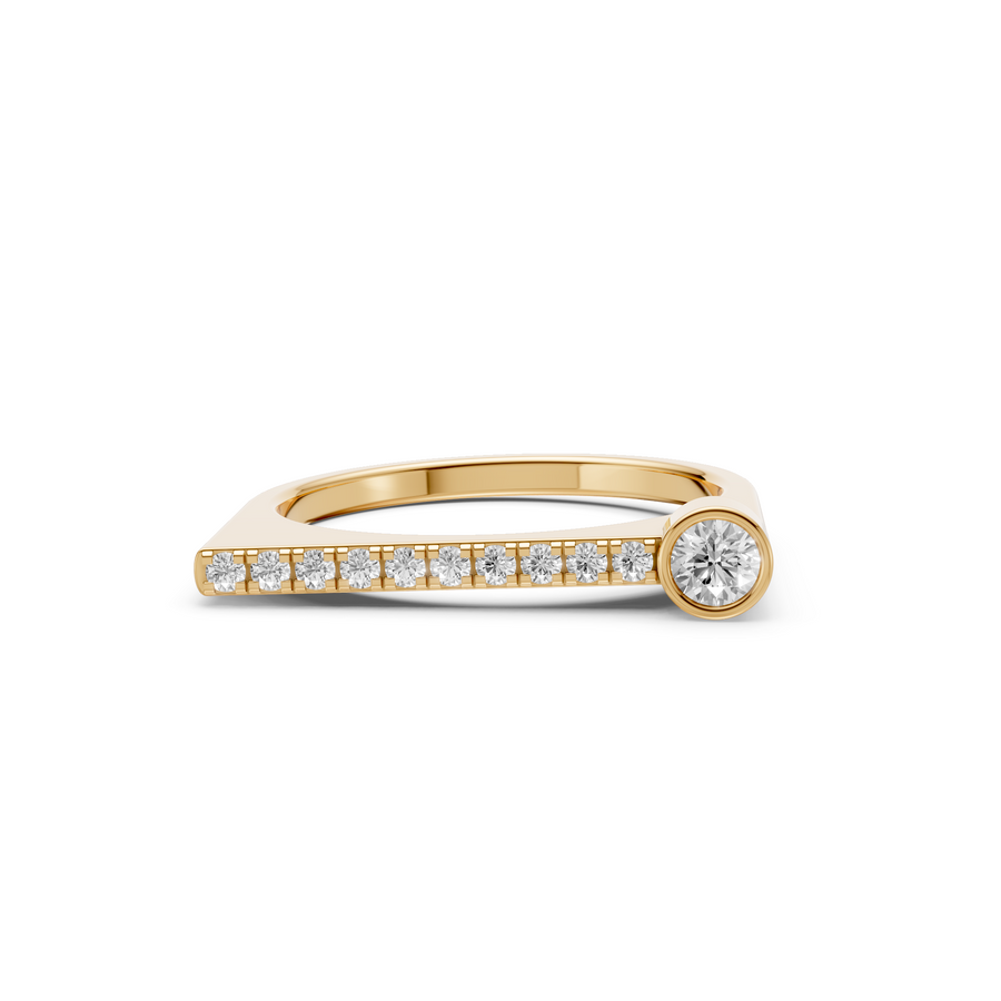 Wren Round Diamond Bezel-Set Minimalist Ring in Gold