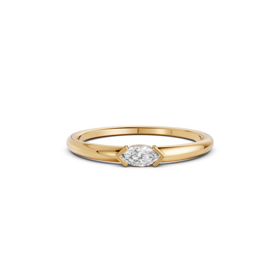 Marquise Lab Diamond Solitaire Engagement Ring In Solid Gold