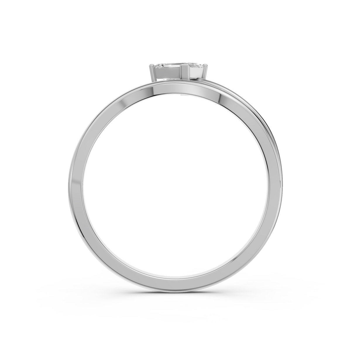 Curved Emerald Cut Lab Grown Diamond Bypass Wedding Band