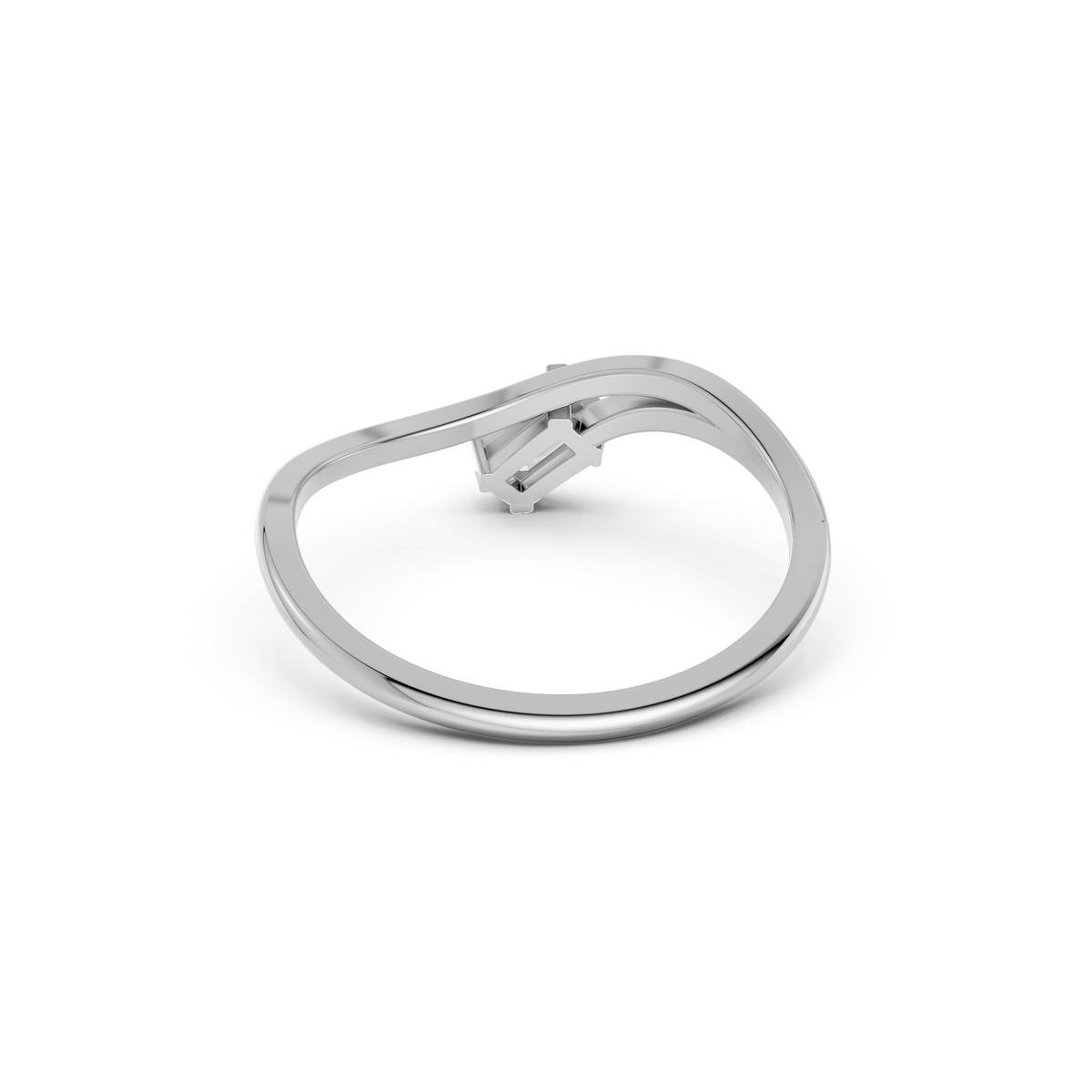 Curved Emerald Cut Lab Grown Diamond Bypass Wedding Band