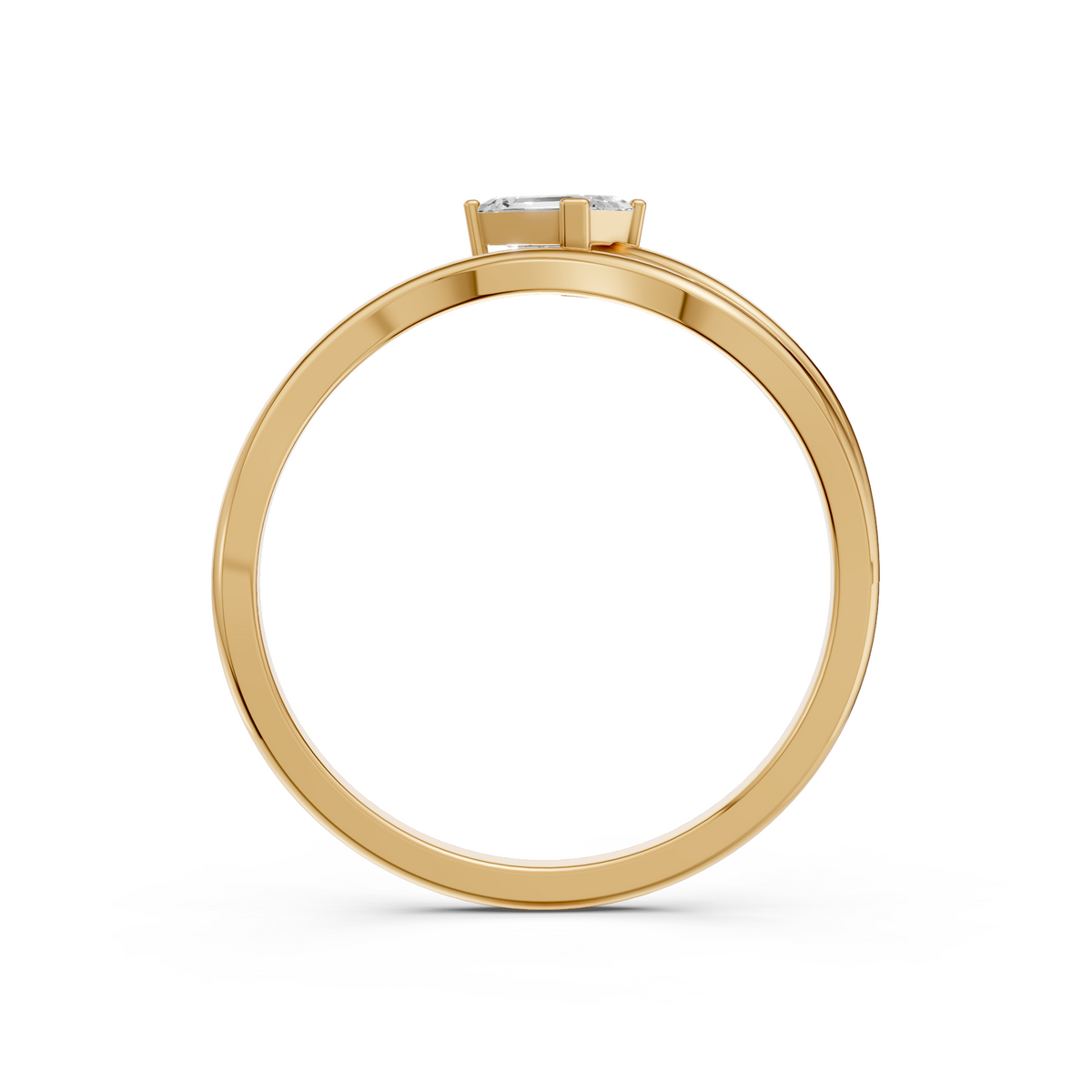 Curved Emerald Cut Lab Grown Diamond Bypass Wedding Band