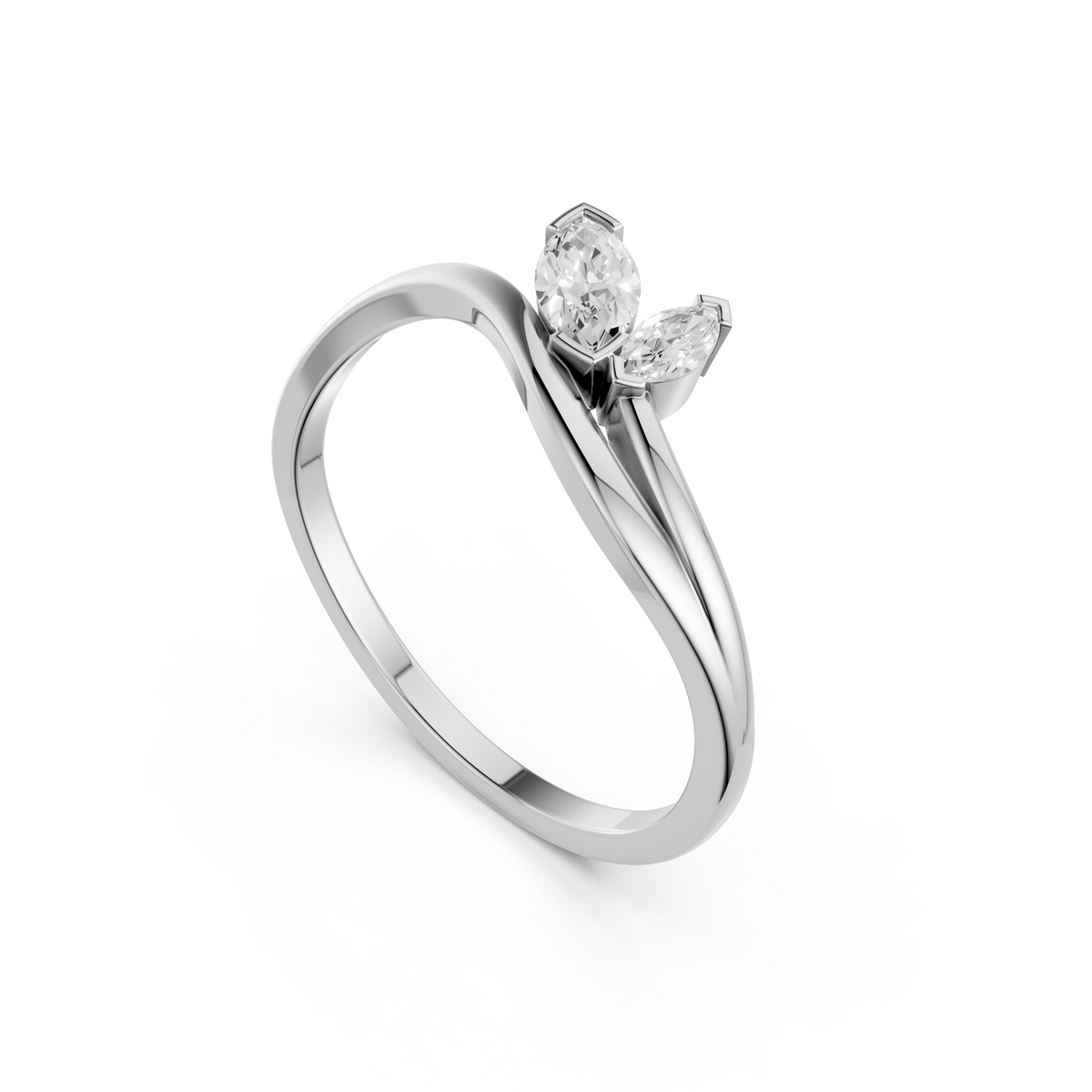 Crossover Two Twisted Marquise Lab Grown Diamond Curved Band