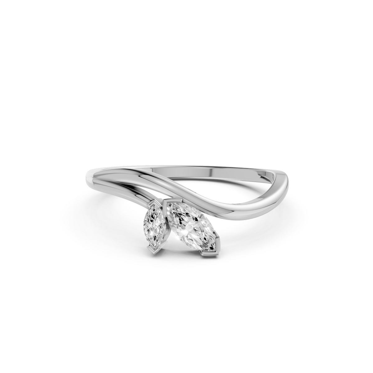 Crossover Two Twisted Marquise Lab Grown Diamond Curved Band