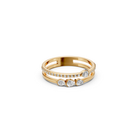 Two-Tone Pear & Round Lab Diamond Stackable Wedding band