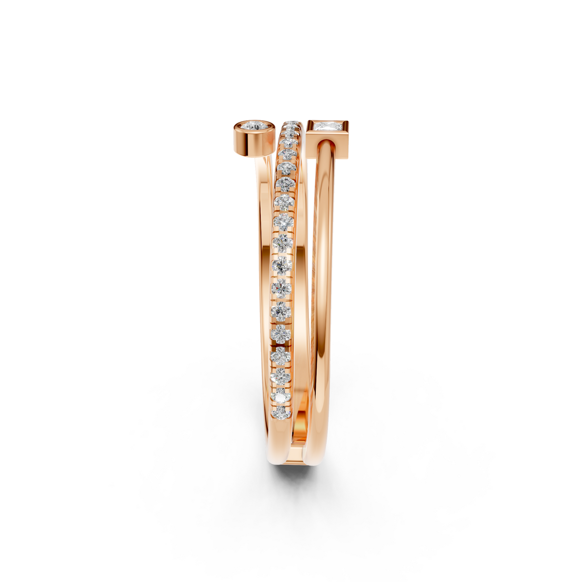 Elara Open Bypass Multi Shape Lab Diamond Stacking Band