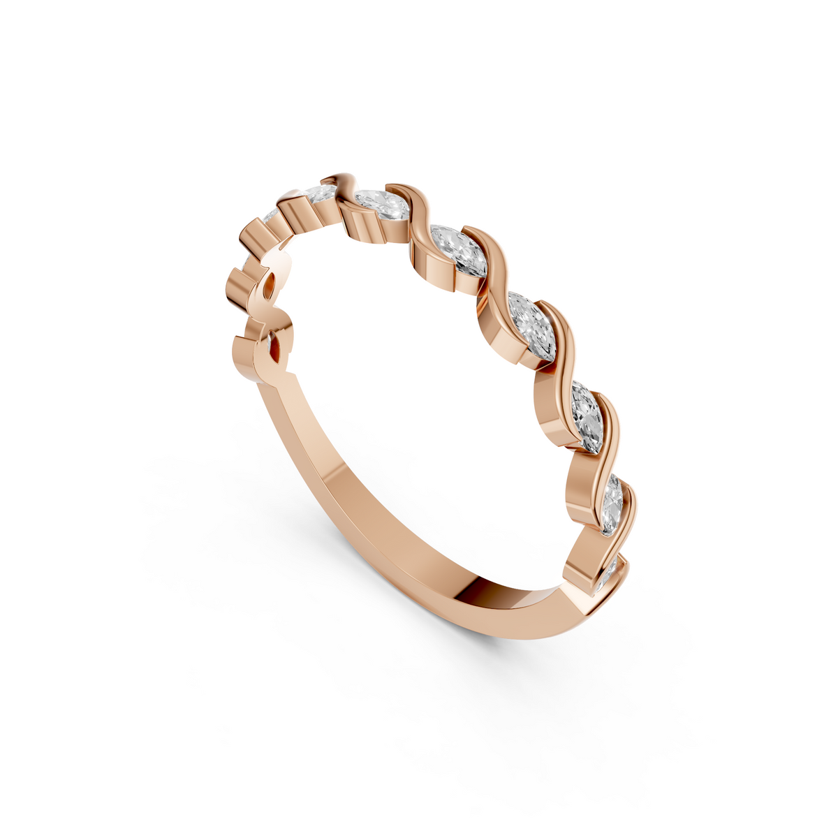 Interwoven Infinity Twisted Marquise Diamond Eternity Band