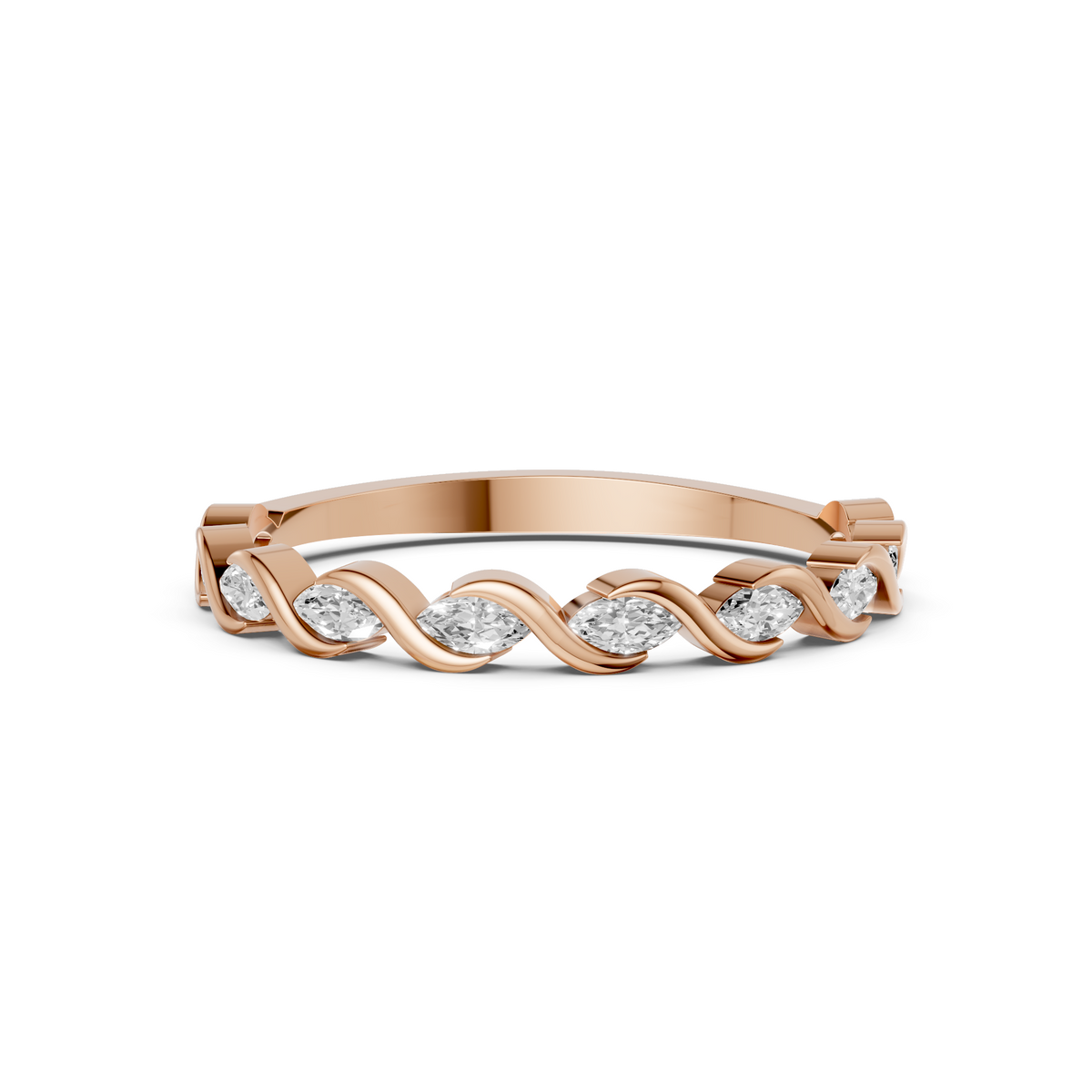 Interwoven Infinity Twisted Marquise Diamond Eternity Band