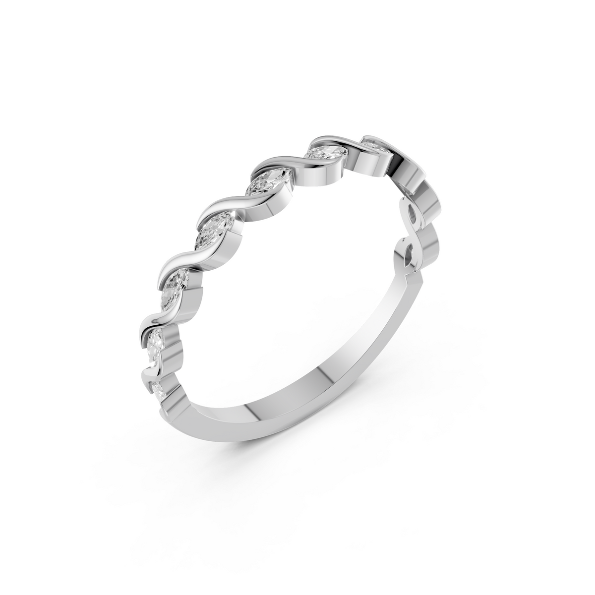 Interwoven Infinity Twisted Marquise Diamond Eternity Band