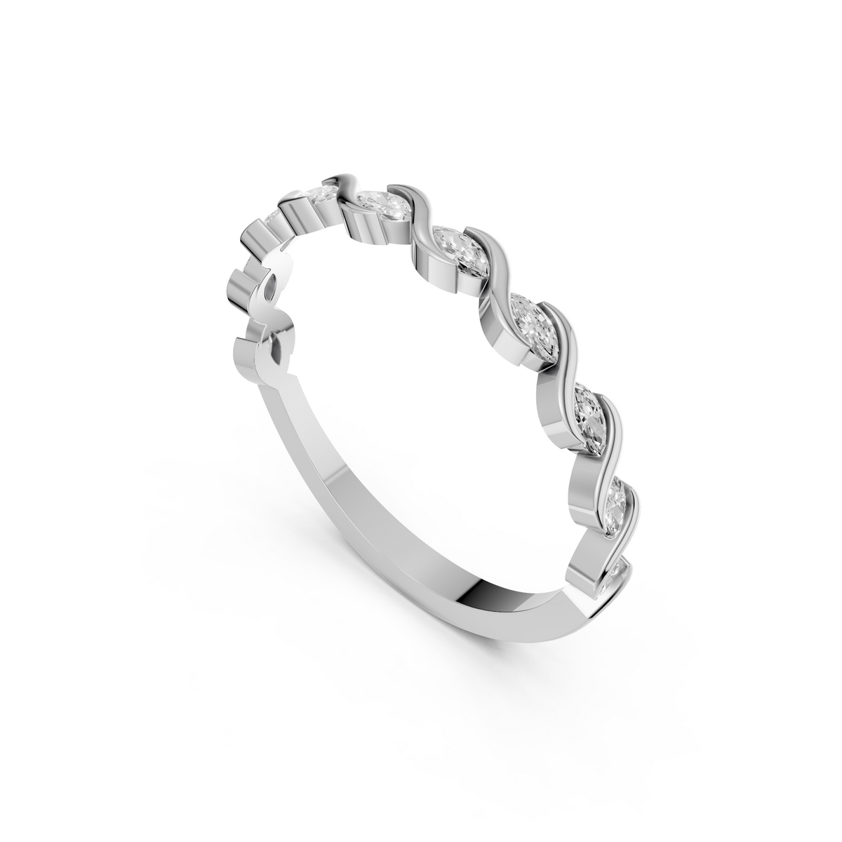 Interwoven Infinity Twisted Marquise Diamond Eternity Band