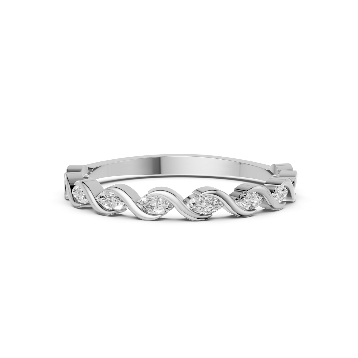 Interwoven Infinity Twisted Marquise Diamond Eternity Band