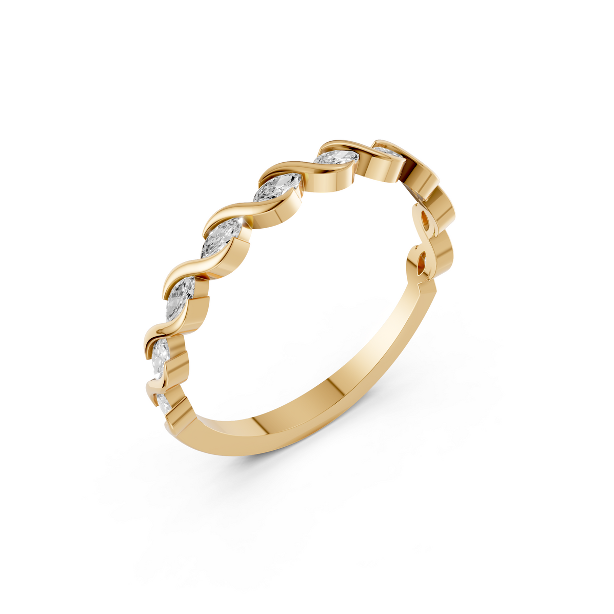 Interwoven Infinity Twisted Marquise Diamond Eternity Band