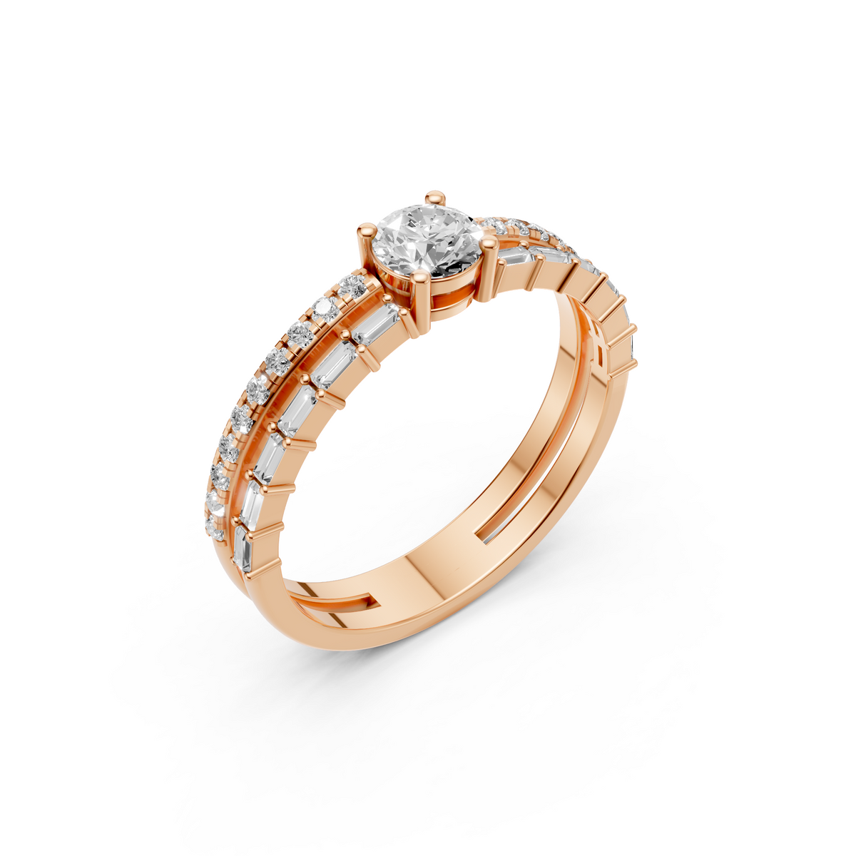 Aurelia Multi Row Round & Baguette Lab Grown Diamond Band