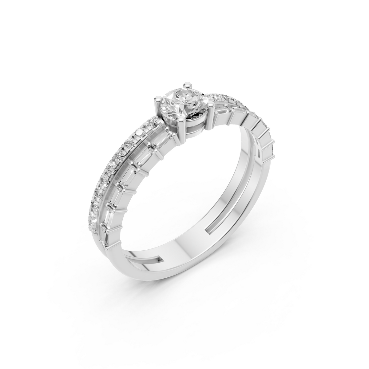 Aurelia Multi Row Round & Baguette Lab Grown Diamond Band
