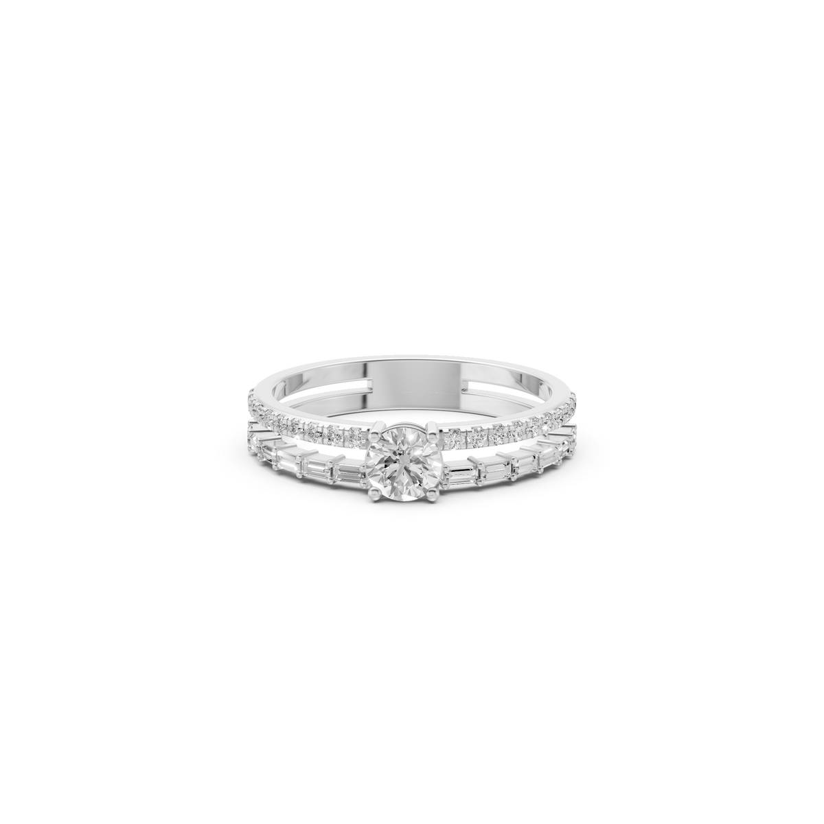 Aurelia Multi Row Round & Baguette Lab Grown Diamond Band