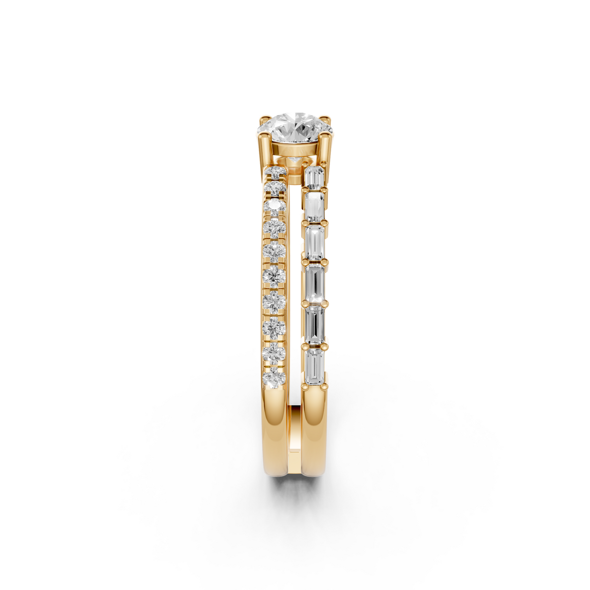Aurelia Multi Row Round & Baguette Lab Grown Diamond Band
