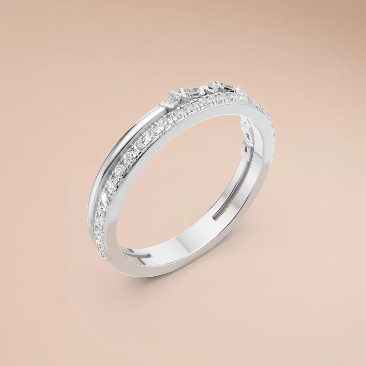 Elysia Geometric Diamond Double-Row Stackable Band
