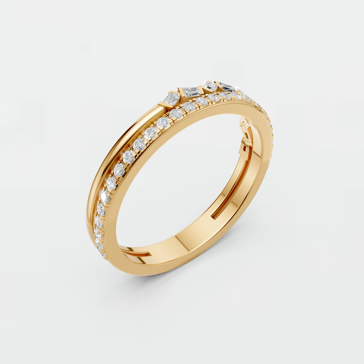 Elysia Geometric Diamond Double-Row Stackable Band