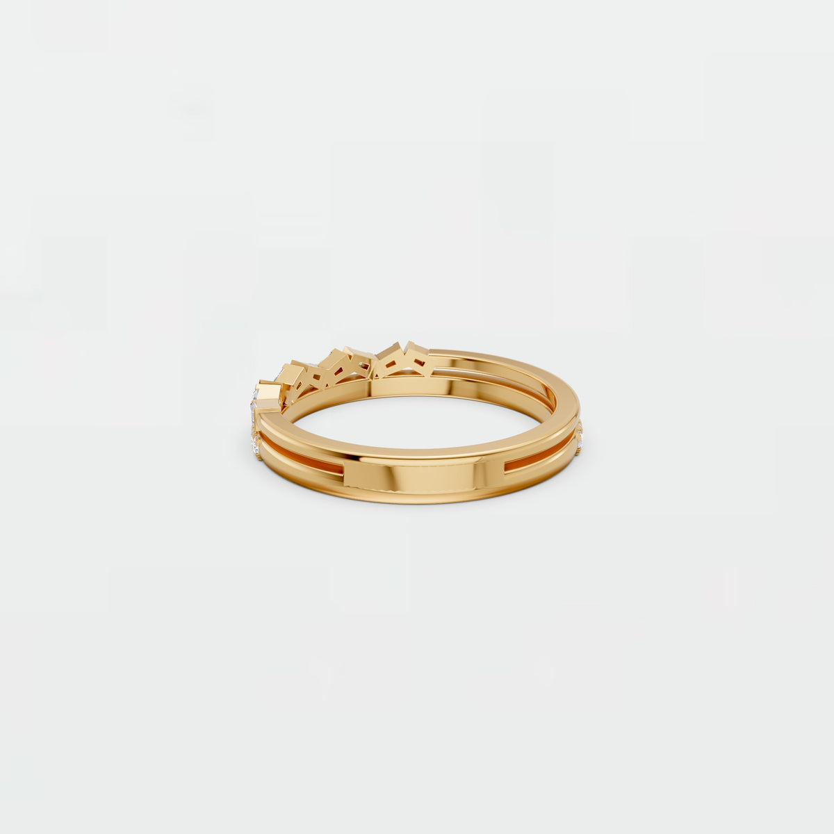 Elysia Geometric Diamond Double-Row Stackable Band