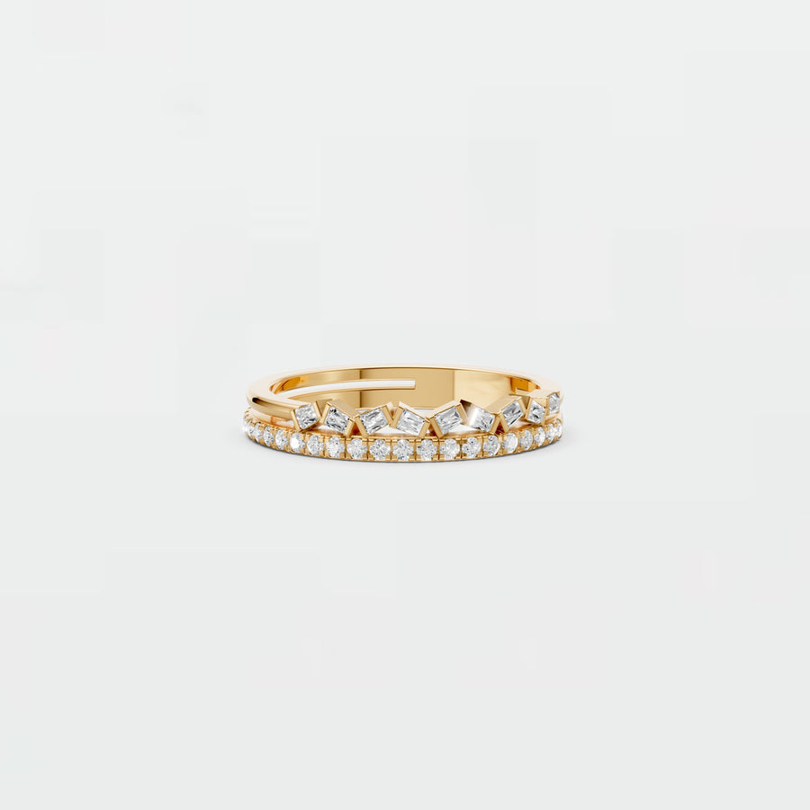 Elysia Geometric Diamond Double-Row Stackable Band