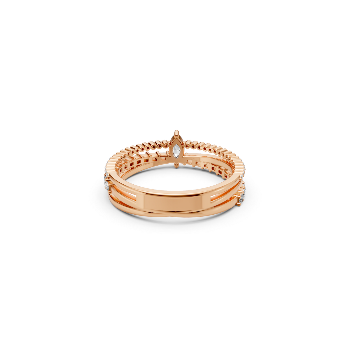 Triple Row Multi Shape Lab Diamond Stackable Wedding Band