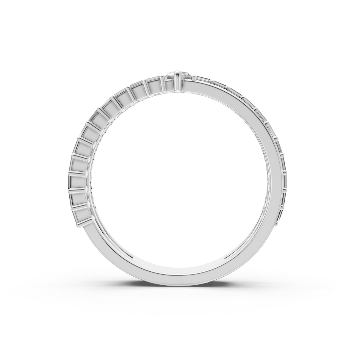 Triple Row Multi Shape Lab Diamond Stackable Wedding Band
