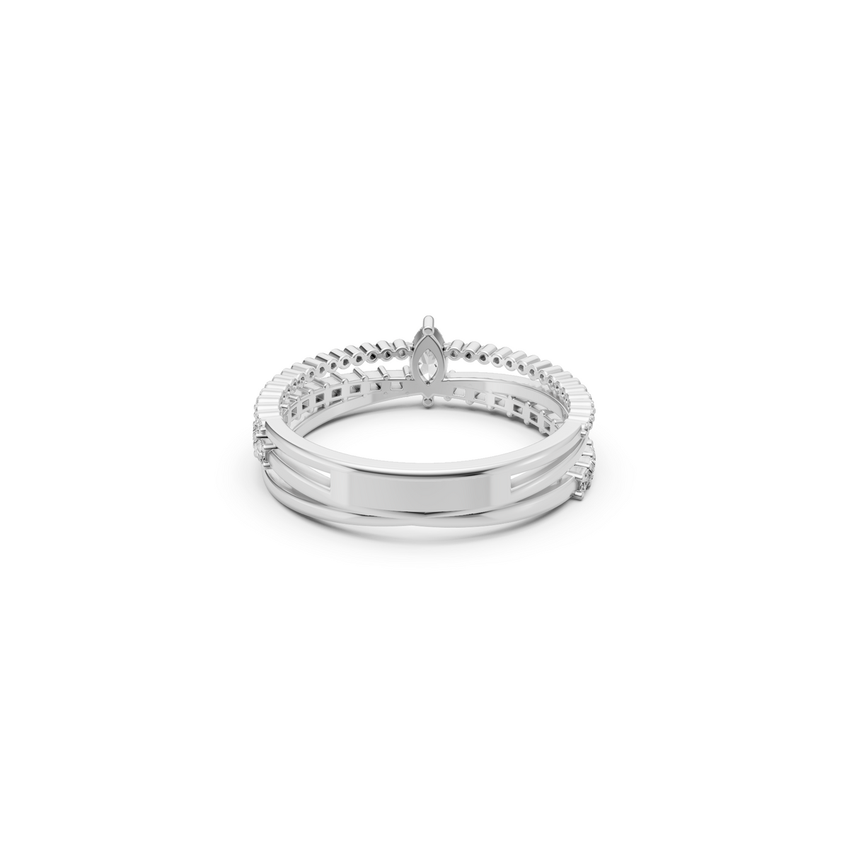 Triple Row Multi Shape Lab Diamond Stackable Wedding Band