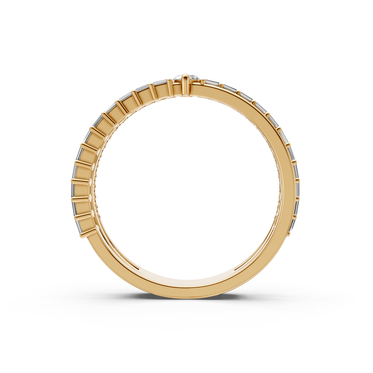 Triple Row Multi Shape Lab Diamond Stackable Wedding Band