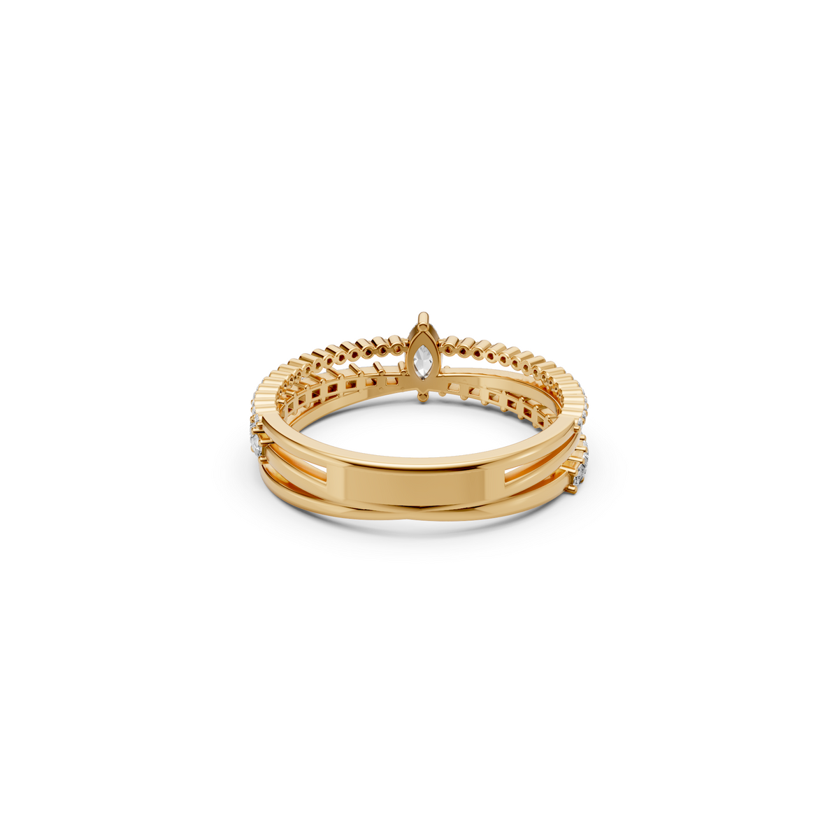 Triple Row Multi Shape Lab Diamond Stackable Wedding Band