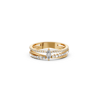 Triple Row Multi Shape Lab Diamond Stackable Wedding Band
