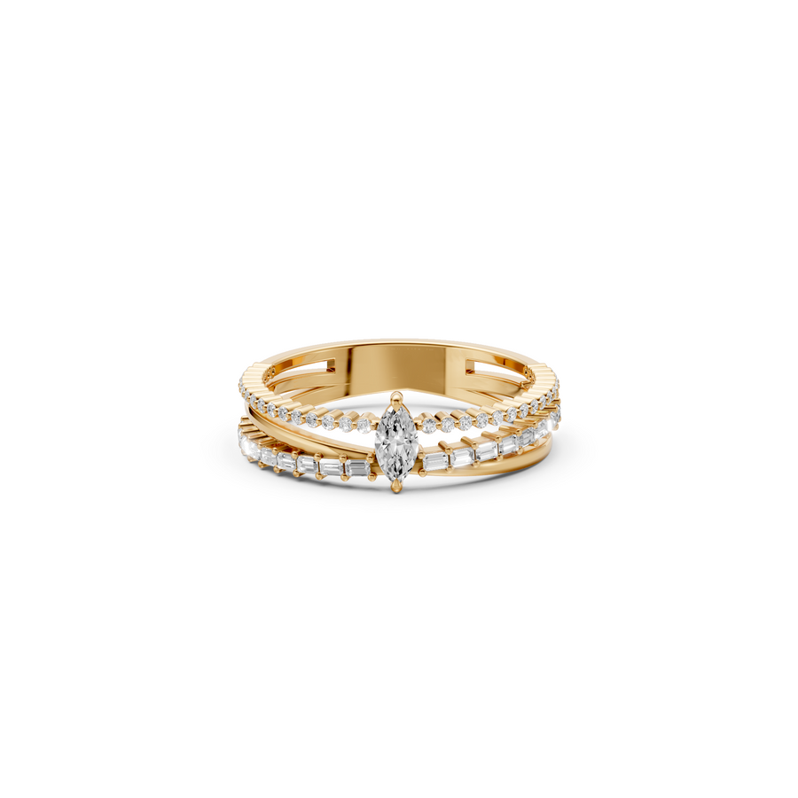 Triple Row Multi Shape Lab Diamond Stackable Wedding Band