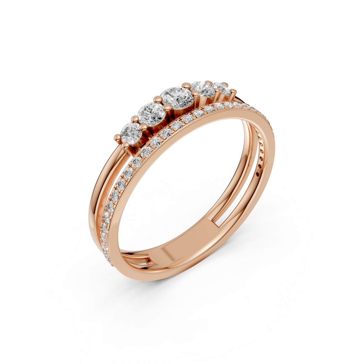 Celestia Double-Row Round Diamond Stackable Band