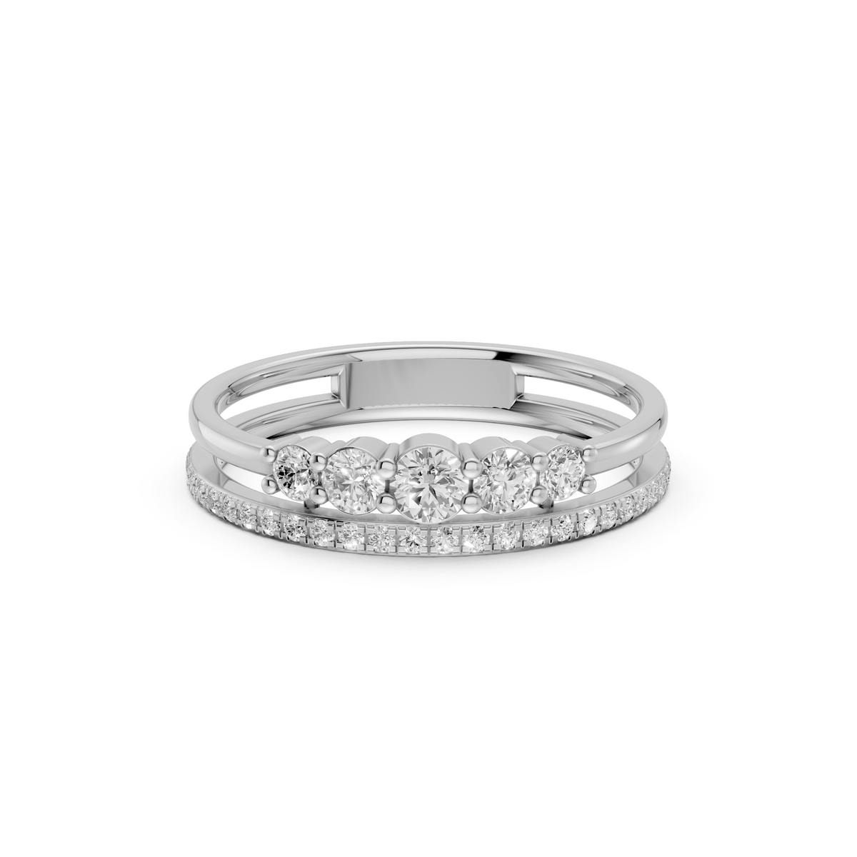 Celestia Double-Row Round Diamond Stackable Band