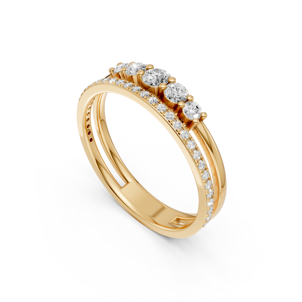 Celestia Double-Row Round Diamond Stackable Band