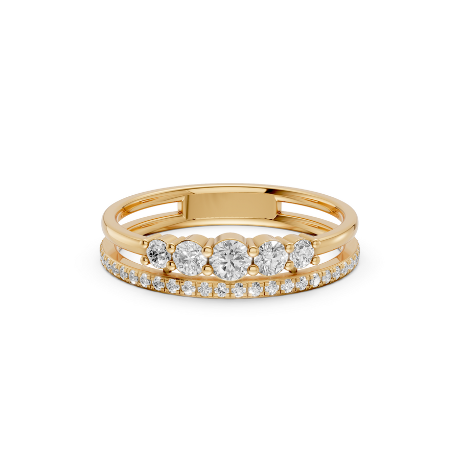 Celestia Double-Row Round Diamond Stackable Band