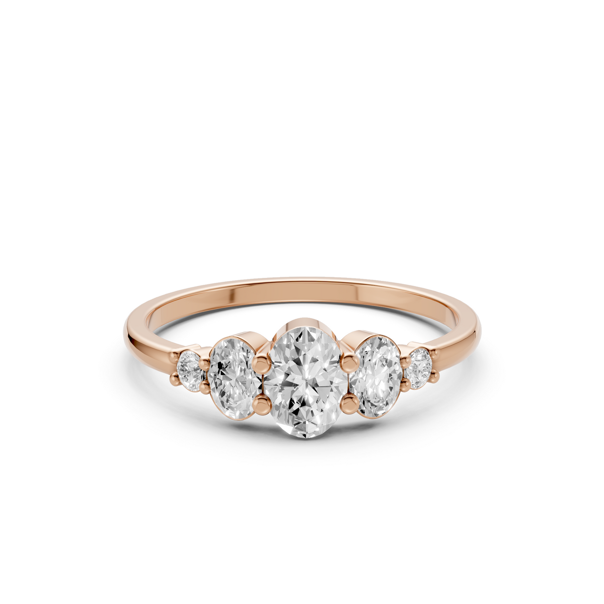 Cluster Oval Cut Lab Diamond Five Stone Engagement Ring