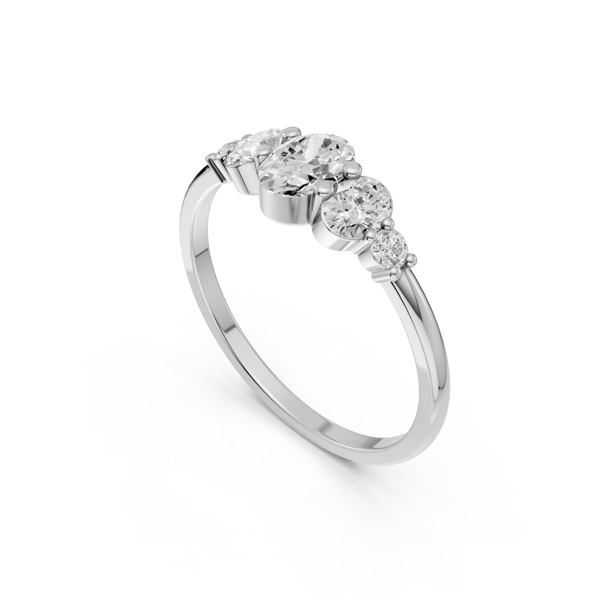 Cluster Oval Cut Lab Diamond Five Stone Engagement Ring