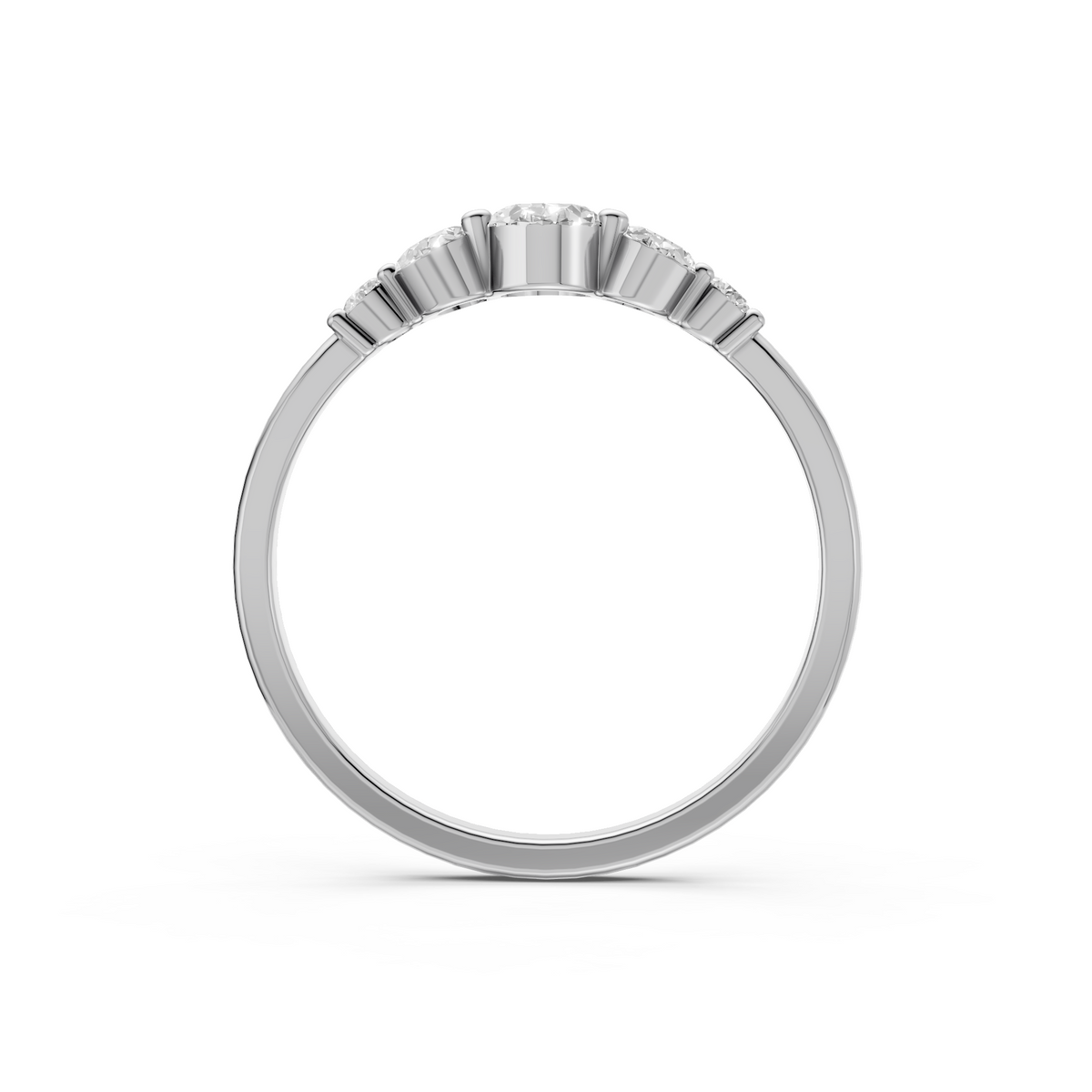 Cluster Oval Cut Lab Diamond Five Stone Engagement Ring