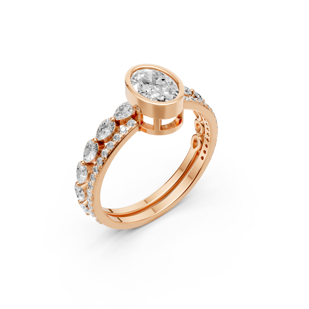 Oval Diamond Her Matching Engagement Ring Set