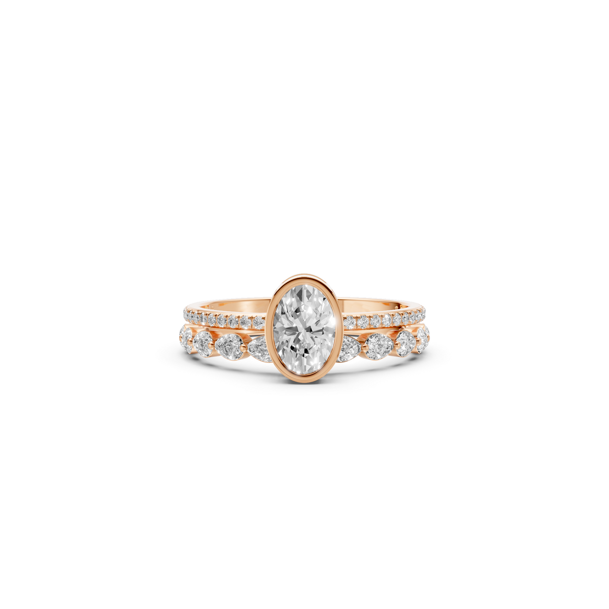 Oval Diamond Her Matching Engagement Ring Set