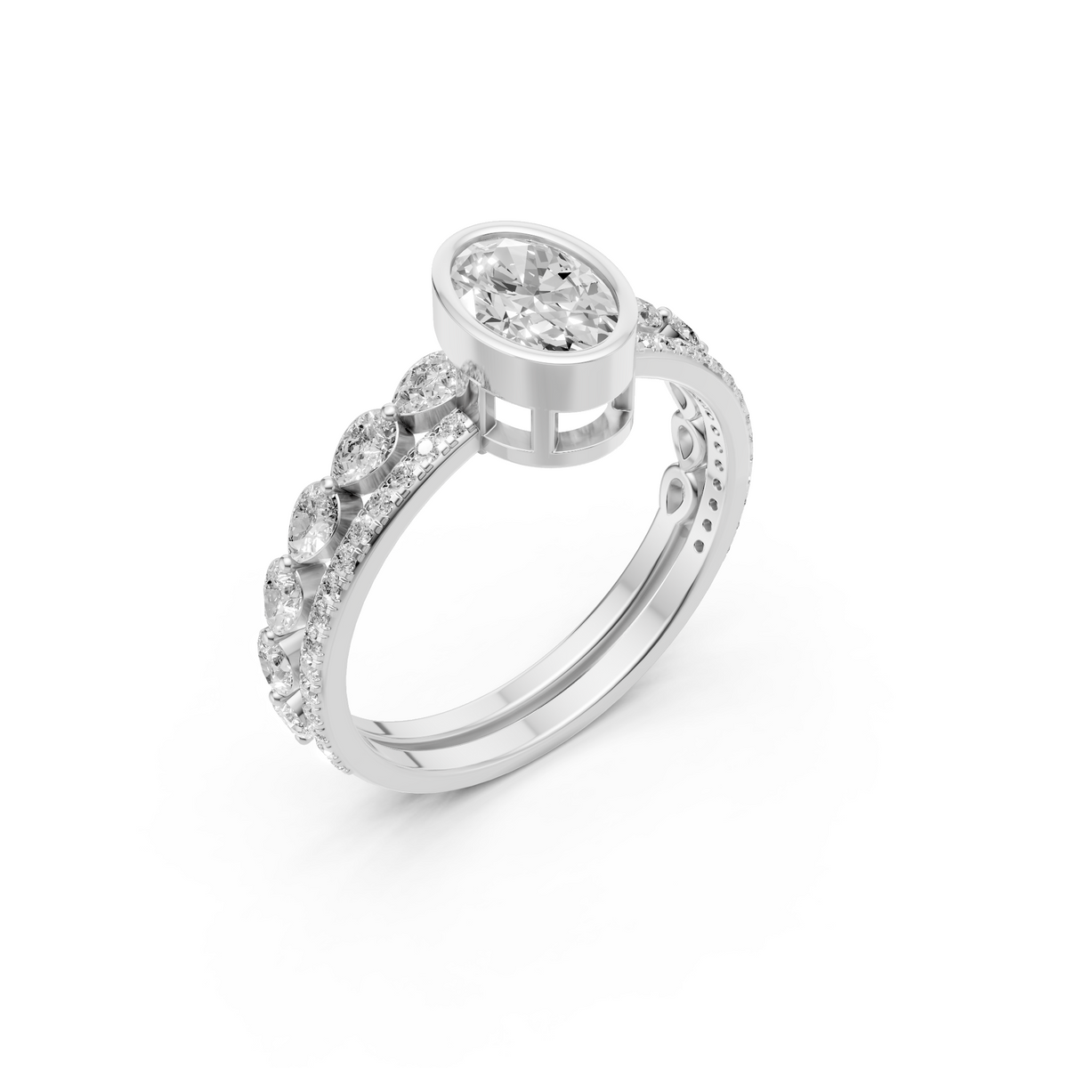 Oval Diamond Her Matching Engagement Ring Set