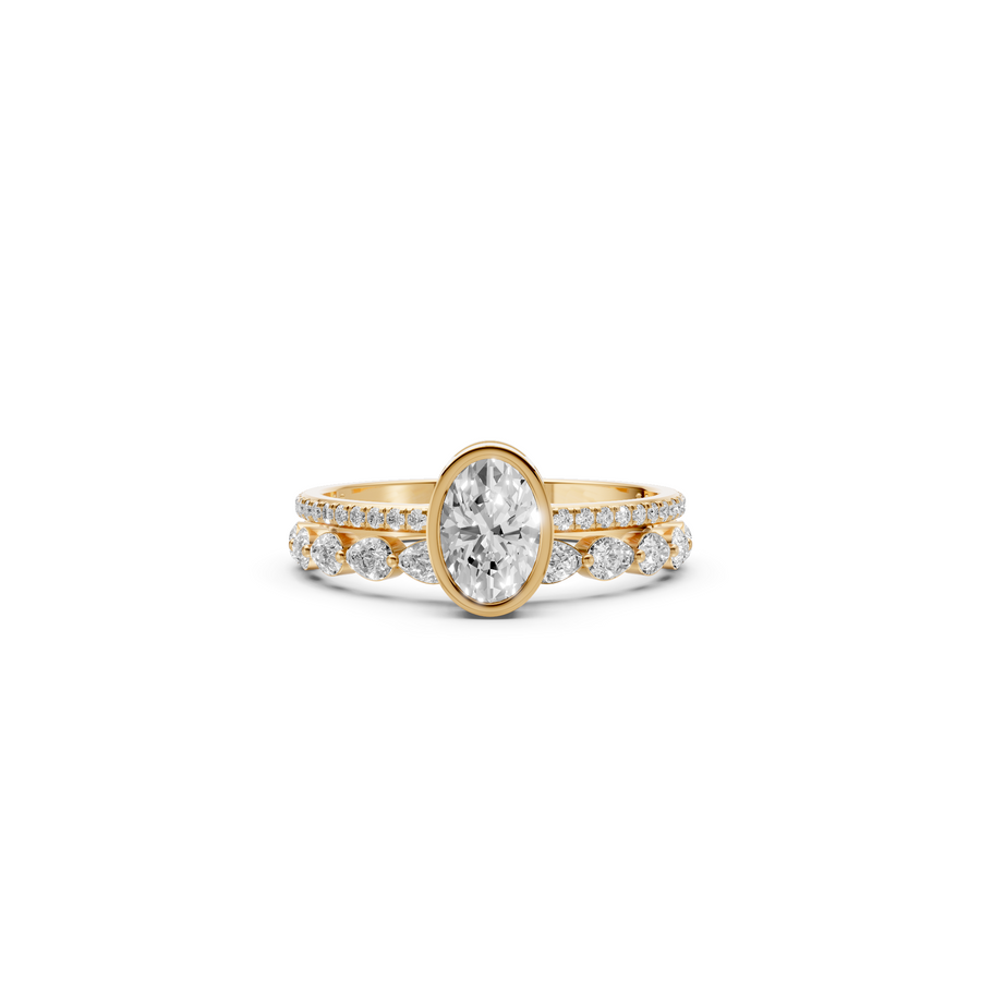 Oval Diamond Her Matching Engagement Ring Set
