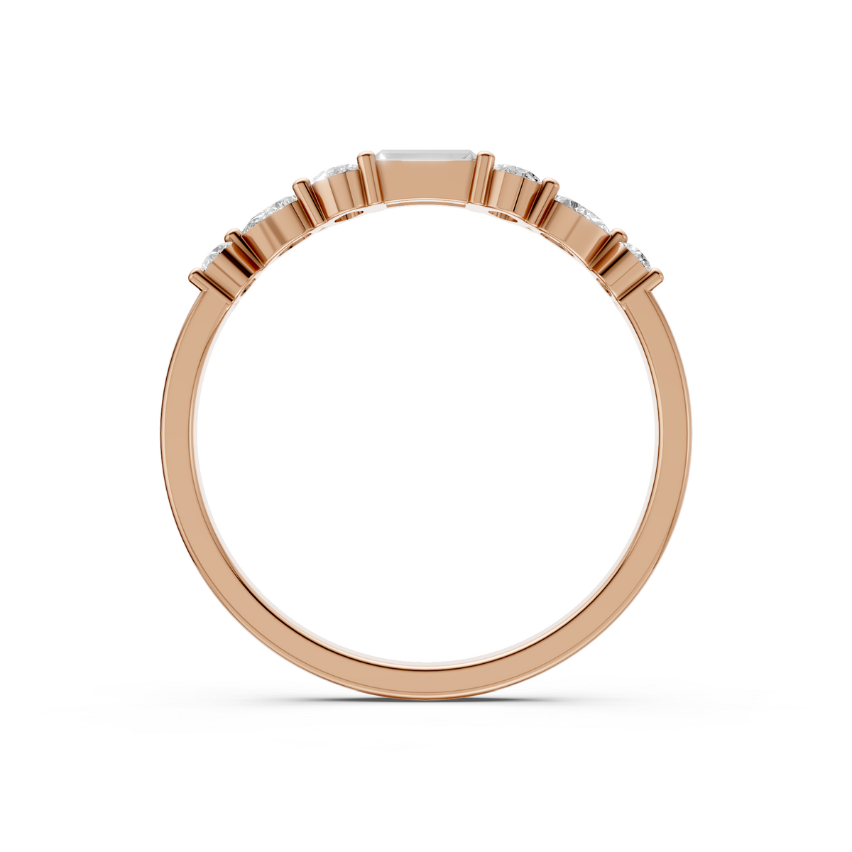 Multi Shape Lab Diamond Delicate Solid Gold Stacking Band