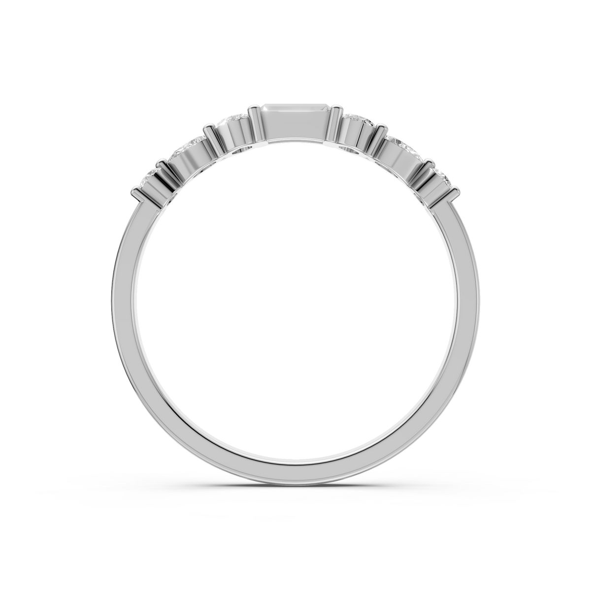 Multi Shape Lab Diamond Delicate Solid Gold Stacking Band
