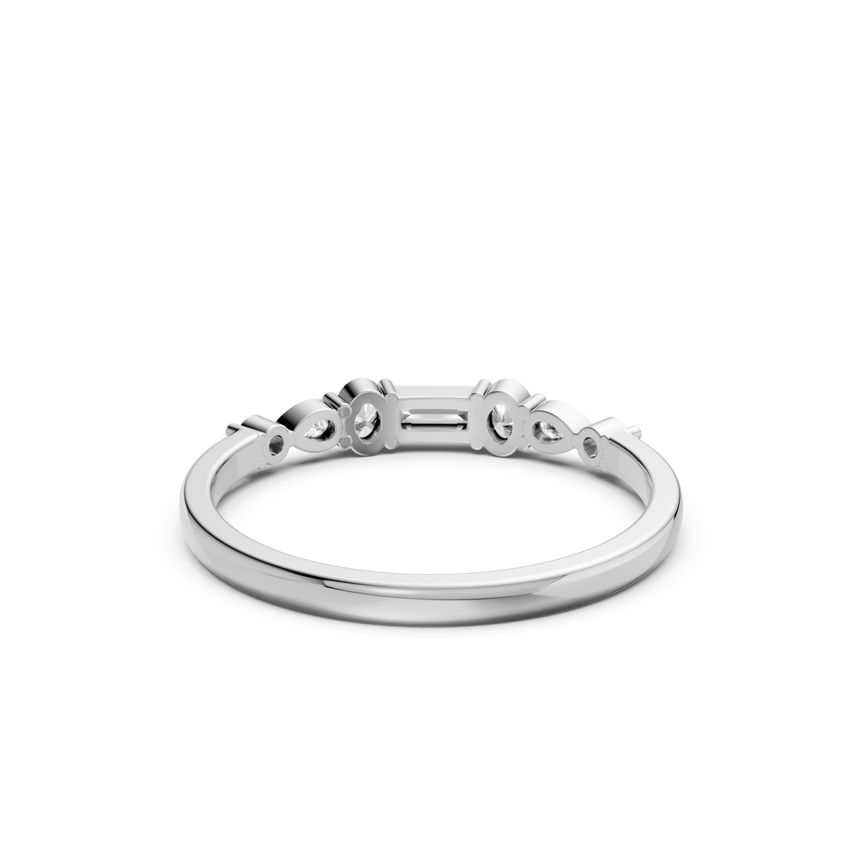 Multi Shape Lab Diamond Delicate Solid Gold Stacking Band