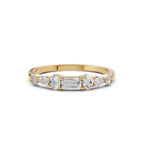 Multi Shape Lab Diamond Delicate Solid Gold Stacking Band